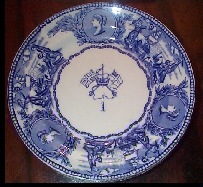british royal navy mess plate with victoria and crossed British Flags