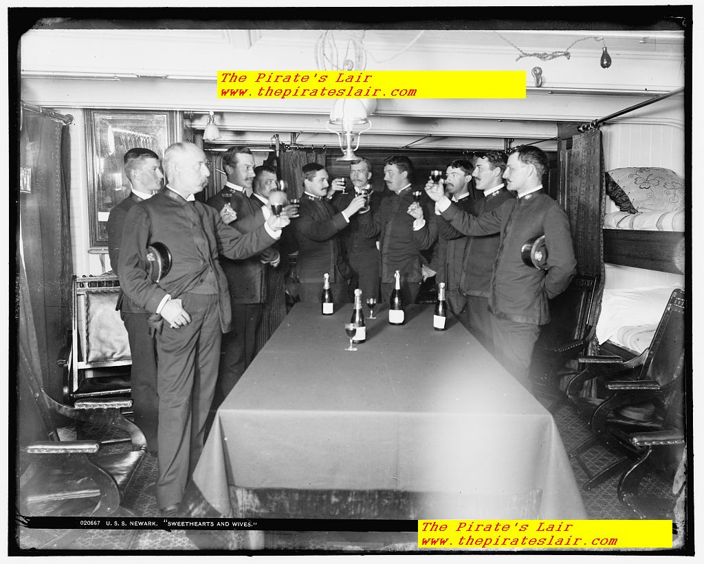 USS Newark Ca 1891-1901 Officers Wardroom Offering Toast to Wives and Sweethearts #008
