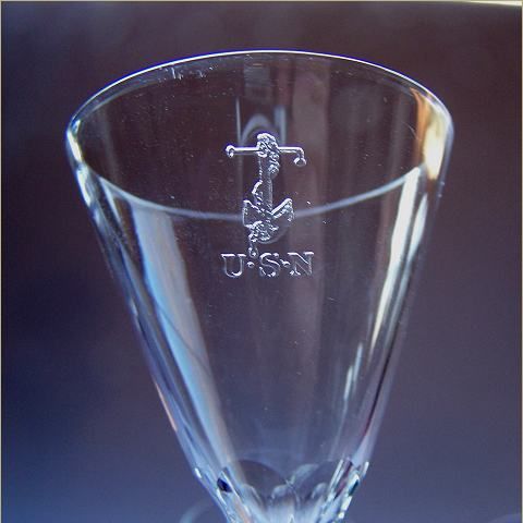 US Navy Cut Crystal glasses usn monogram