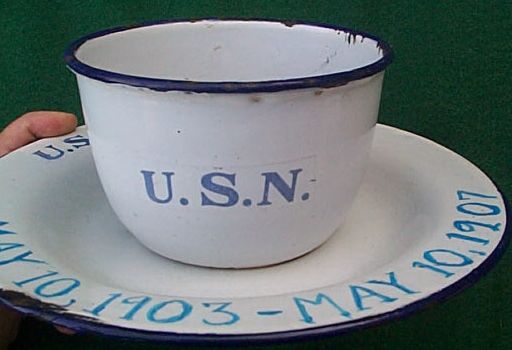 us navy enamelware enlisted cup and plate ca 1898-1910