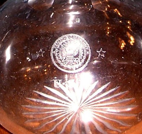Crystal Decanter department of navy seal 1905 with 2 Stars Rear Admiral