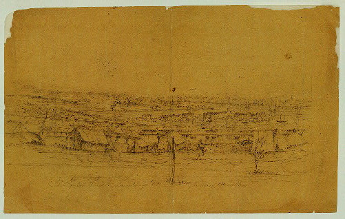 aquia creek landing evacuation line drawingin 1863