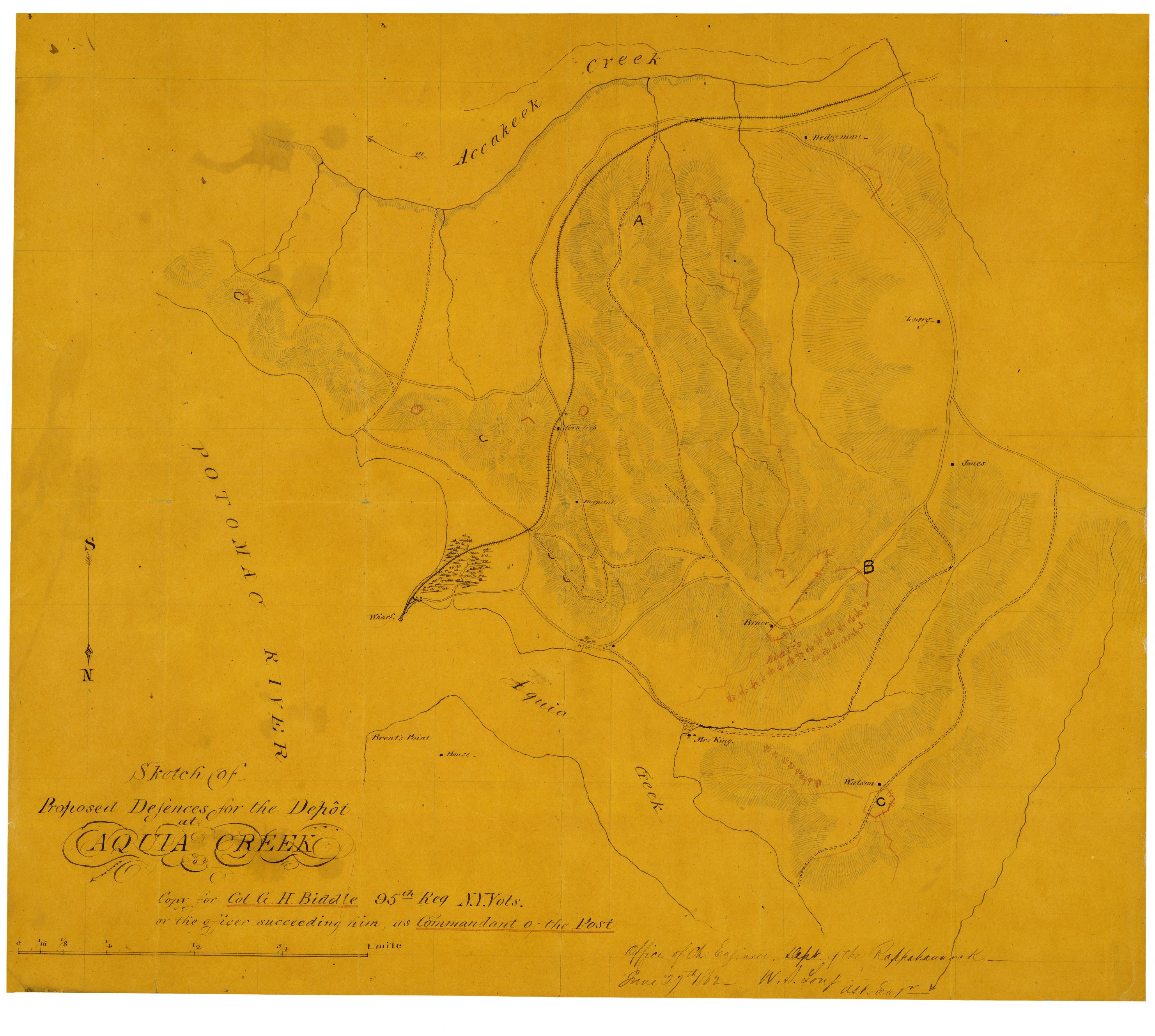 acquia creek landing and canterbury proposed union defenses and rebel artillery emplacements June 1862