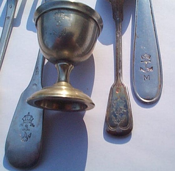 Imperial Austro Hungarian Empire Navy flatware and egg cup