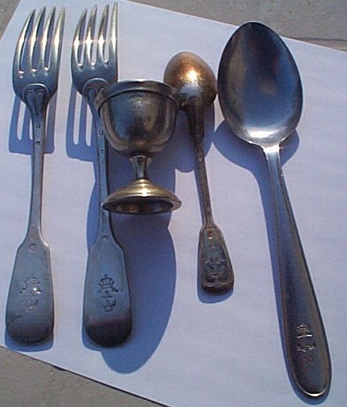 Imperial Austro Hungarian Empire Navy flatware and egg cup