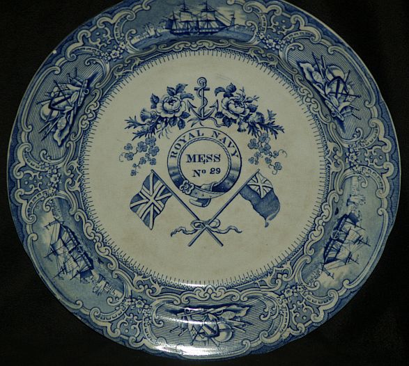 british royal navy mess plate no. 29 Roses, Thistle, Clover, Flags and Anchor pattern