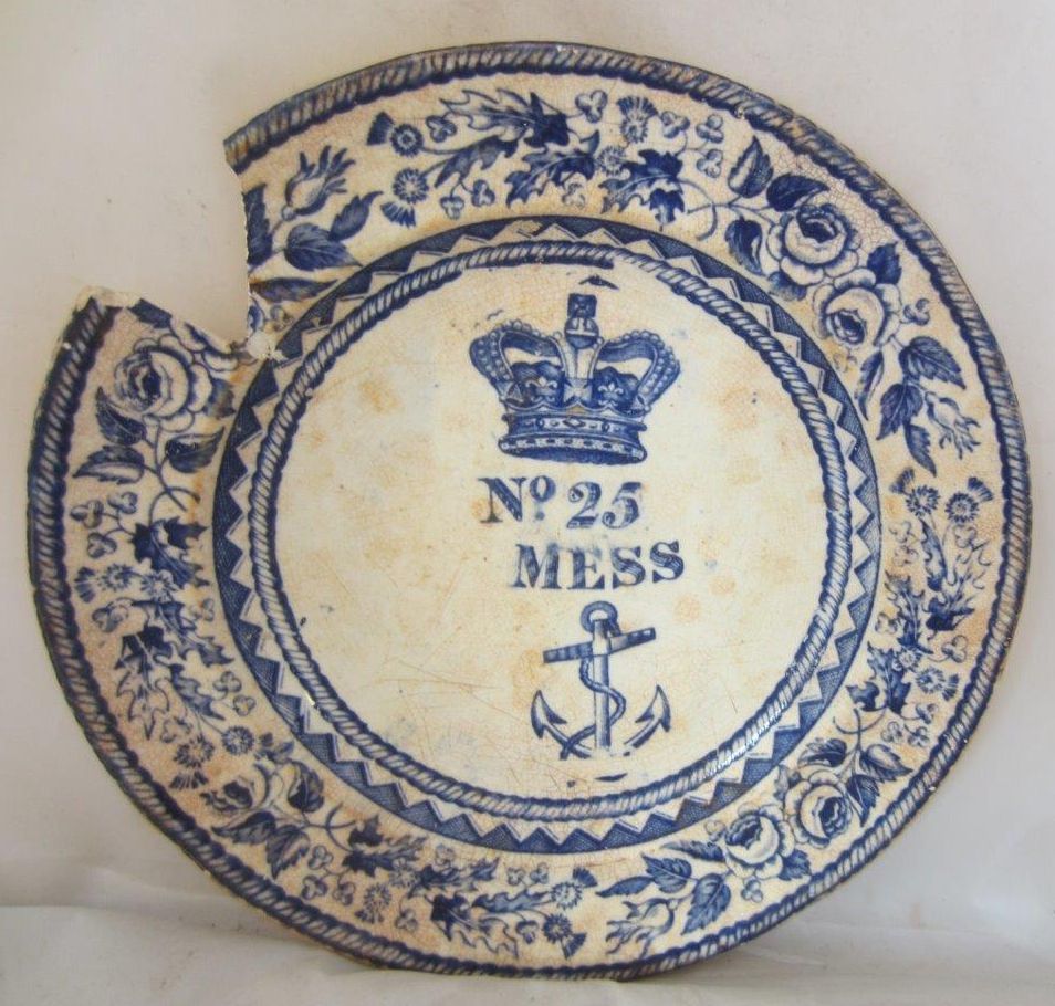 detailed British Royal Navy Mess Plate 1830s-1850s of Thistle (Scotland), Shamrock (Ireland), Rose (England) pre-1907