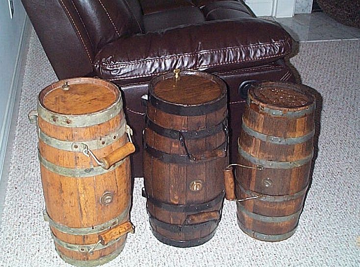 Turned on end these casks make for functional nautical end tables!!