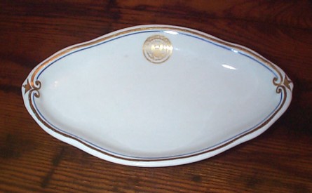 Oblong Candy Dish or Receiving Plate Dated 1918
