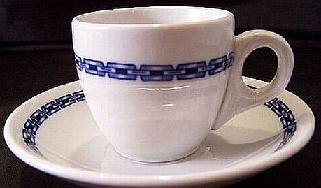 demitasse cup and saucer dated 1919 with linked chain pattern