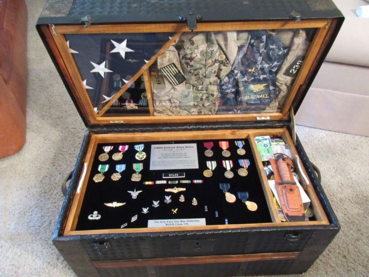 Antique Trunk Navy Retirement Shadow Box Idea Gift for Seal Team member