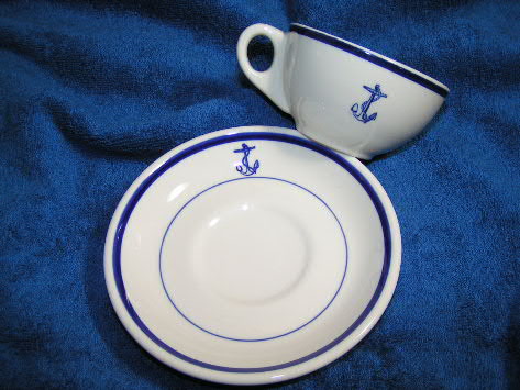 naval china saucer and cup with anchor