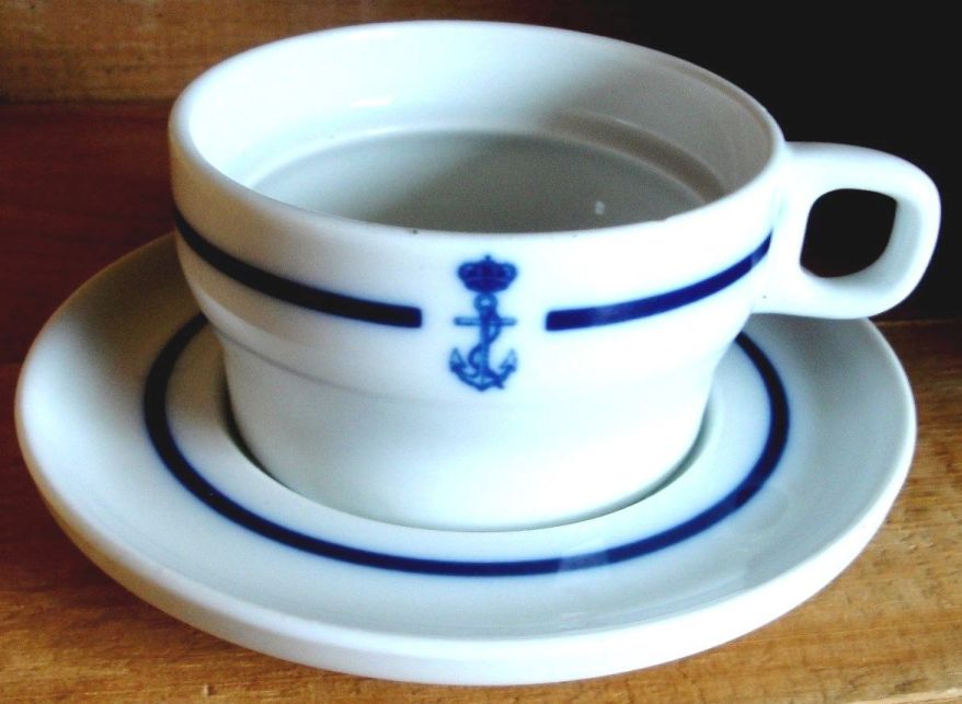 spanish navy coffee cup and saucer showing crown and fouled anchor