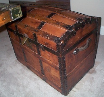 antique trunk sea chest brown, wooden